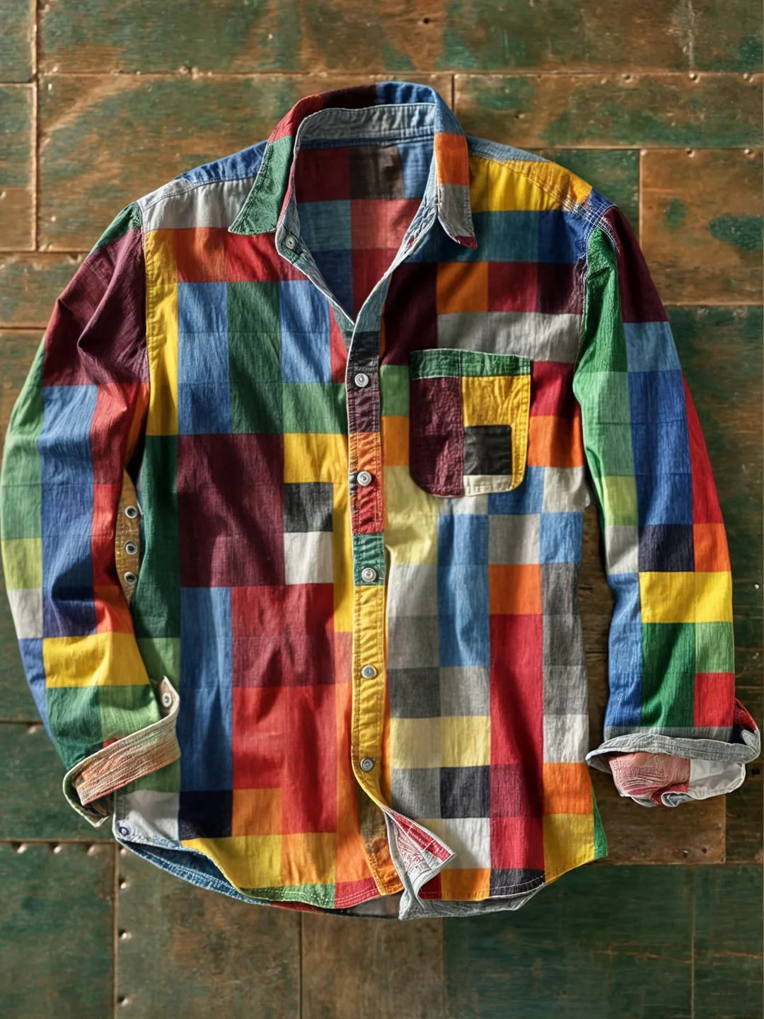 ARCO | Camicia patchwork multicolor uomo