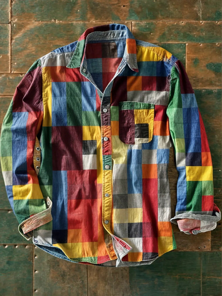 ARCO | Camicia patchwork multicolor uomo