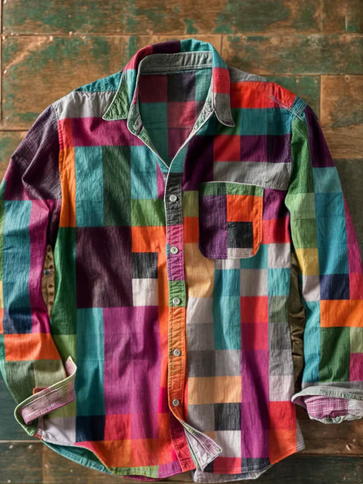 ARCO | Camicia patchwork multicolor uomo