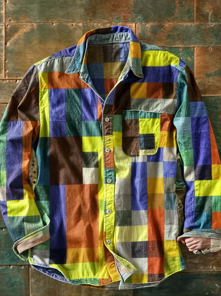 ARCO | Camicia patchwork multicolor uomo