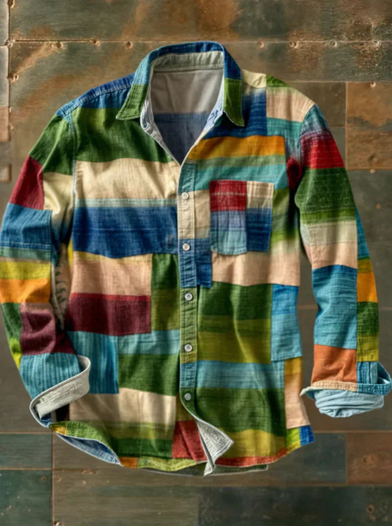 ARCO | Camicia patchwork multicolor uomo