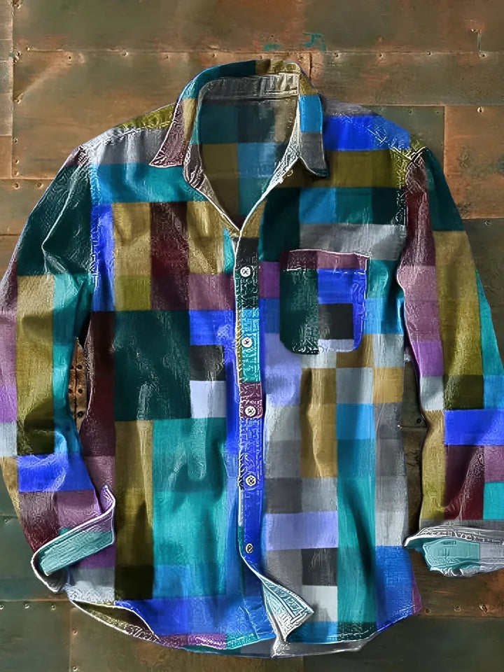 ARCO | Camicia patchwork multicolor uomo
