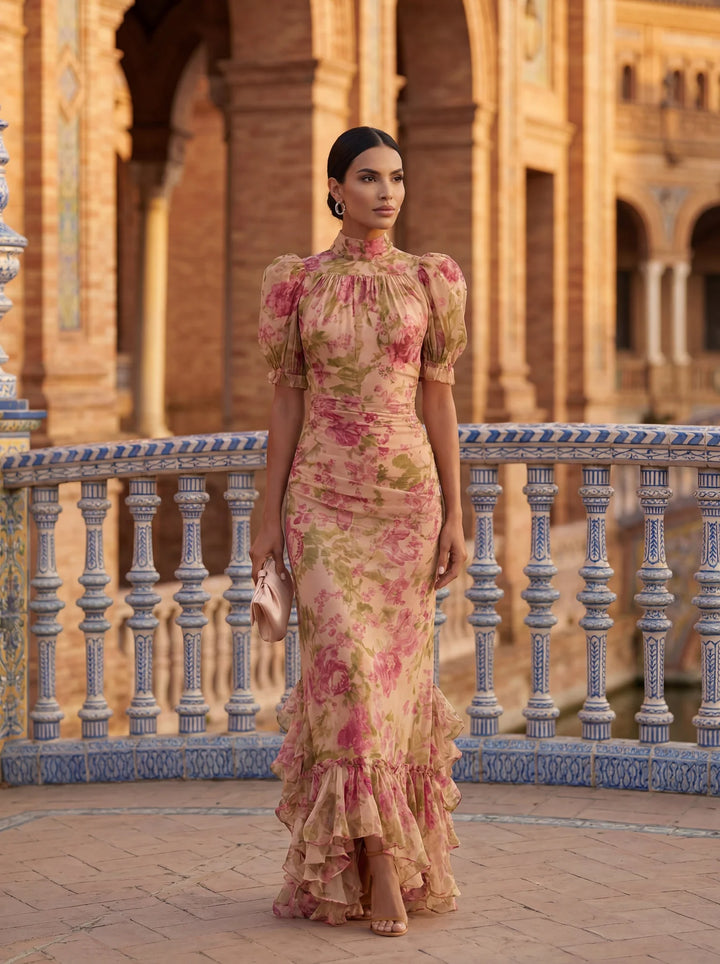 SOFIA | Abito maxi fluido con scollo delicato
