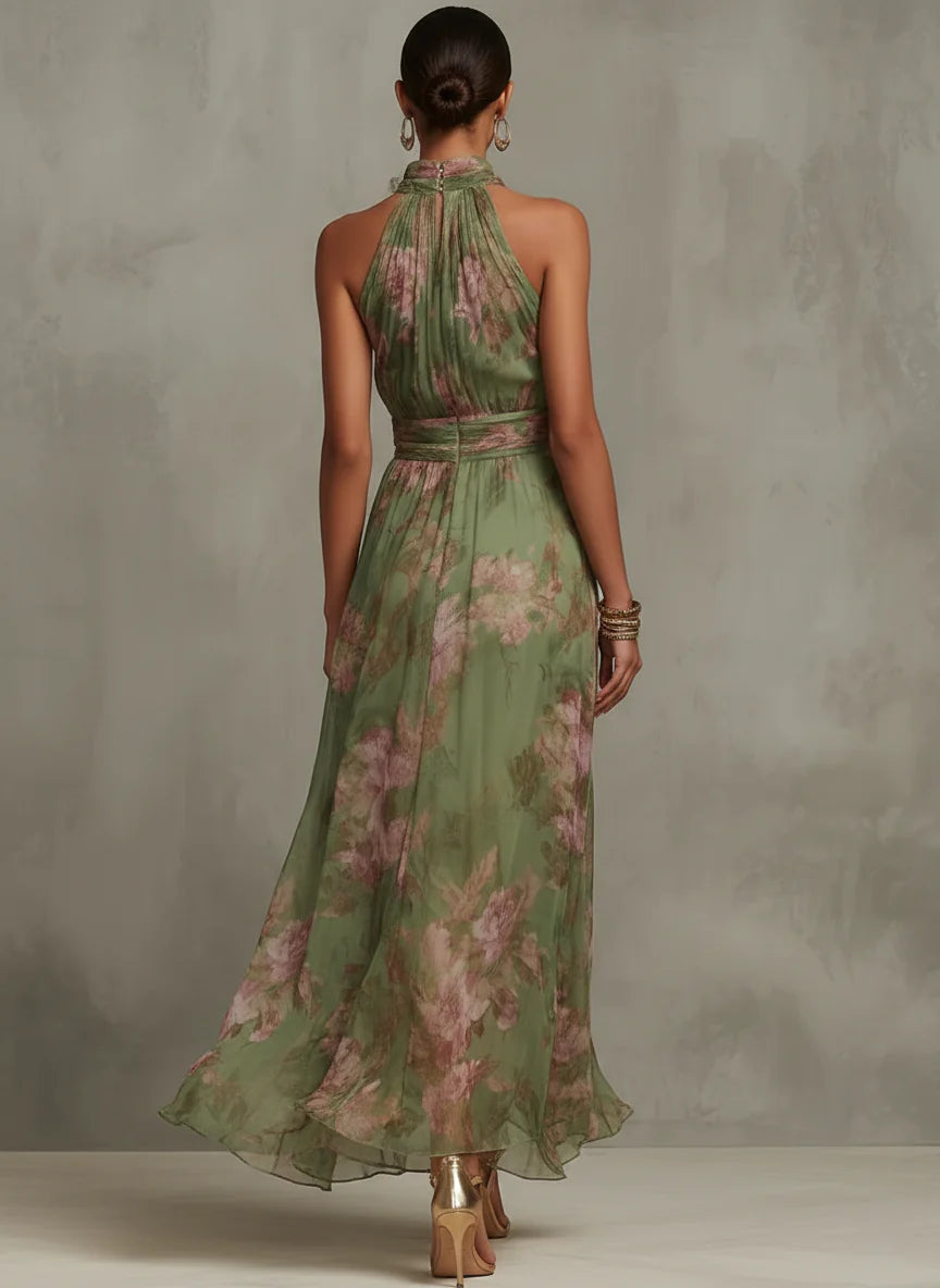 LIVIA | Abito maxi halter floreale elegante