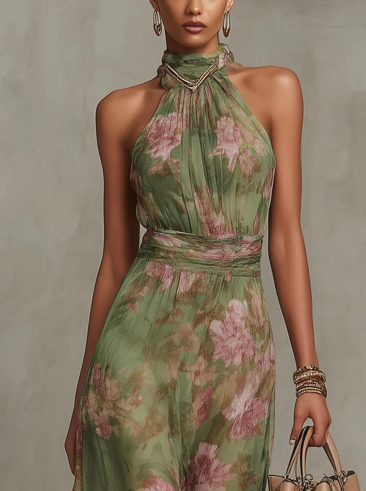 LIVIA | Abito maxi halter floreale elegante