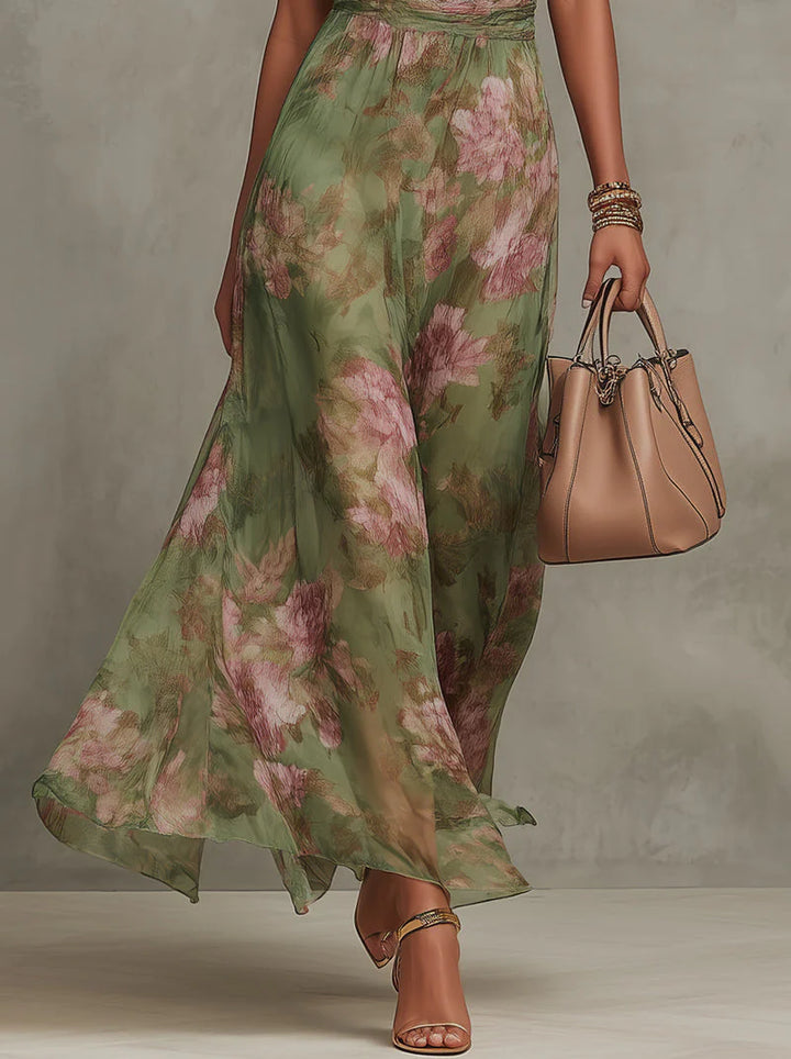 LIVIA | Abito maxi halter floreale elegante
