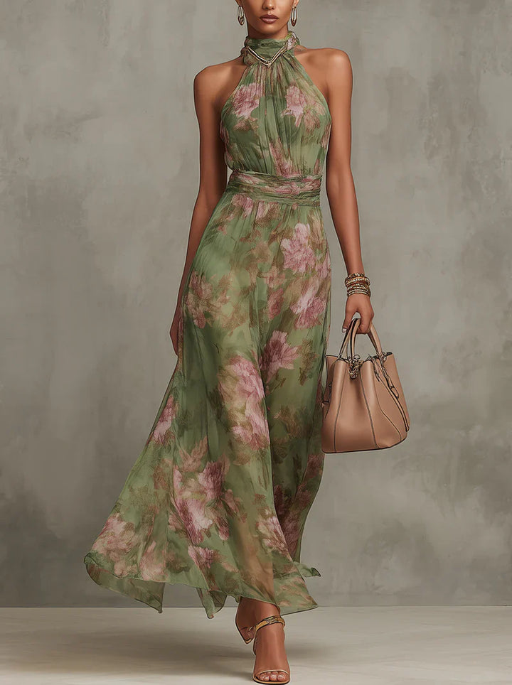 LIVIA | Abito maxi halter floreale elegante