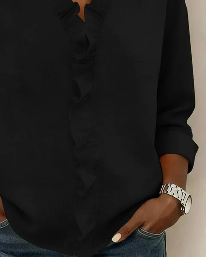 Chiara | Blusa con scollo a V e volant delicati